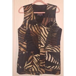 Vintage Women's Size Medium Animal Print   Leather Vest Boho Western Patchwork